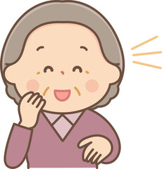 笑顔で話しかけるシニア女性