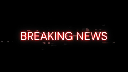 Obraz premium 3D rendering breaking news text with screen effects of technological glitches