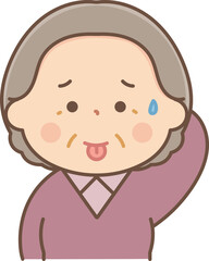 舌を出して誤魔化し笑いをするシニア女性