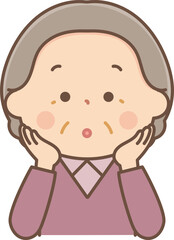 頬杖をつくシニア女性