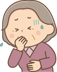 Fototapeta premium 吐き気がするシニア女性