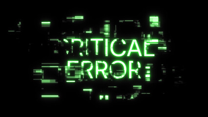 Naklejka premium 3D rendering critical error text with screen effects of technological glitches