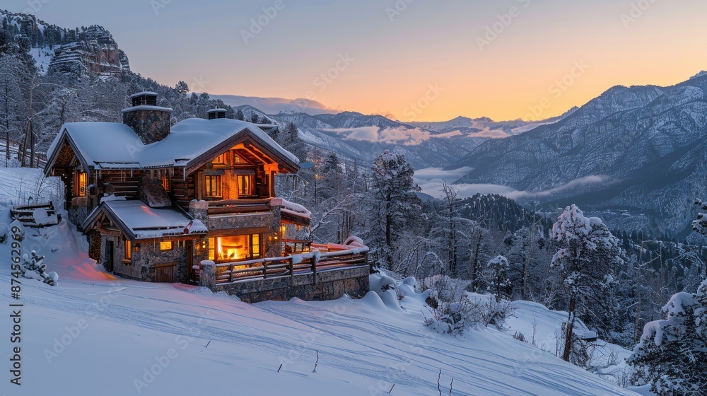 Wall mural Cabin In The Mountains