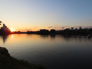 Fototapeta premium sunset over the river