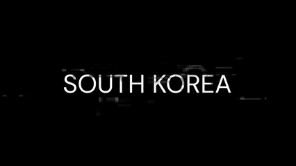 3D rendering South Korea text with screen effects of technological glitches