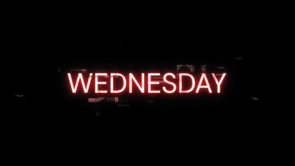 Obraz premium 3D rendering Wednesday text with screen effects of technological glitches