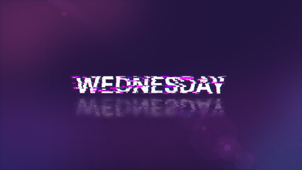 3D rendering Wednesday text with screen effects of technological glitches