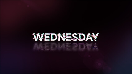 3D rendering Wednesday text with screen effects of technological glitches