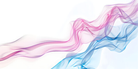 Fototapeta premium pink and blue waves of streams on a white background. delicate smoky colors. Abstract background with dynamic wave elements. created by AI