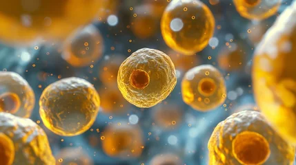 Human fat body tissue under microscope view for physiology education © acnaleksy
