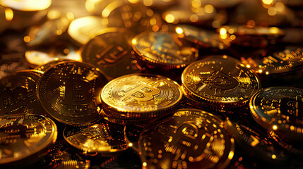 3D rendering of art becoming digital golden coins NFT nonfungible tokens concept art modern and futuristic design 