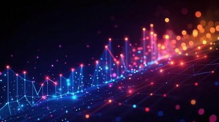 Fototapeta premium futuristic abstract background with glowing lines and dots