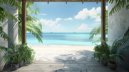 Walkout to the beach. Beach. Ultra realistic. Photorealistic