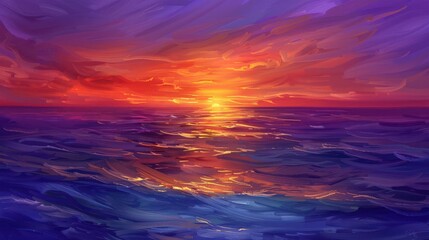 Obraz premium painting of a sunset over the ocean