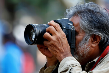 Male Photographer Captures an Event With His Camera