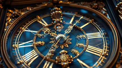 close up of a clock with roman numerals