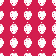 Strawberries seamless pattern. Summer berry vector background.  Easy to edit template for fabric, textile, wallpaper, wrapping paper, scrapbooking, etc.