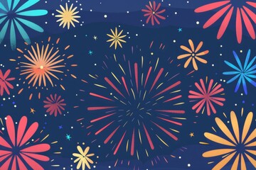 Naklejka premium Fireworks background in flat design