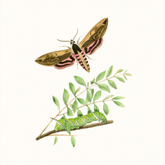 Lovely illustration of butterflies in an enchanting botanical scene.