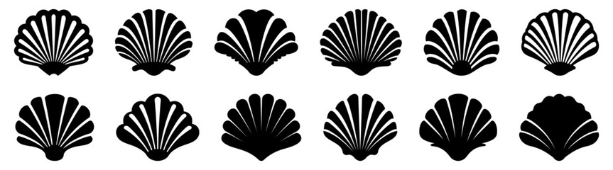 Sea shell silhouette set vector design big pack of illustration and icon