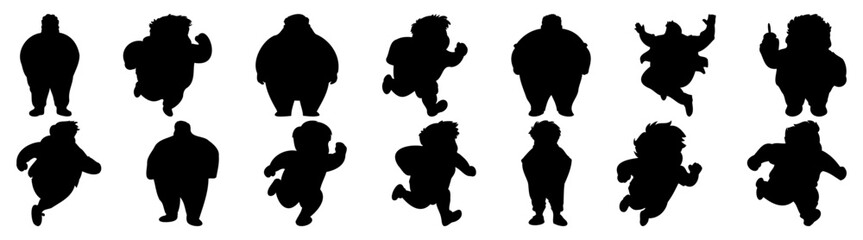 Fat people silhouette set vector design big pack of illustration and icon