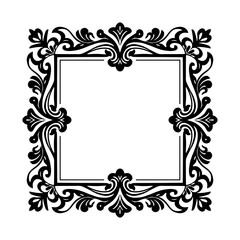 Ornate Black and White Decorative Square Frame