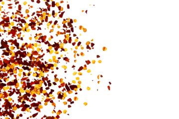 organic kashmiri red chili pepper flakes powder burst texture,cutout transparent background,png format