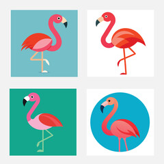 Obraz premium flamingo silhouettes set vector