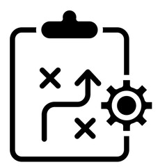 Technical check list. Clipboard add gear icon. Technical support check list with cog. Management business concept. Vector illustration.	