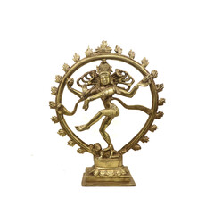 antique dancing statue of lord shiva also called natraj made of brass metal isolated