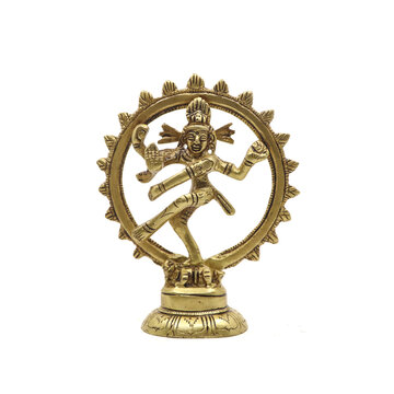 antique dancing statue of lord shiva also called natraj made of brass metal isolated