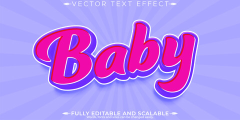 Baby text effect, editable girl boy and cute customizable font style.