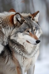 a beautiful couple of wolves in love