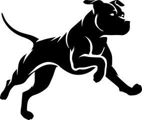 Pitbull Dog Running Silhouette Vector