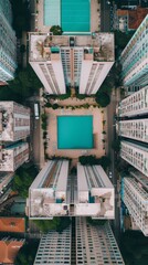 tropical resort, birds eye view