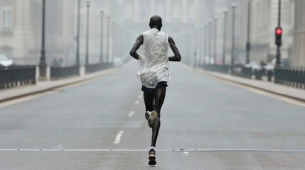 A marathon runner crossing the finish line embodying the perseverance and triumph of achieving longterm goals