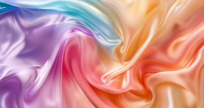 Silky smooth colorful fabric background flowing in slow motion for elegant and luxurious design projects
