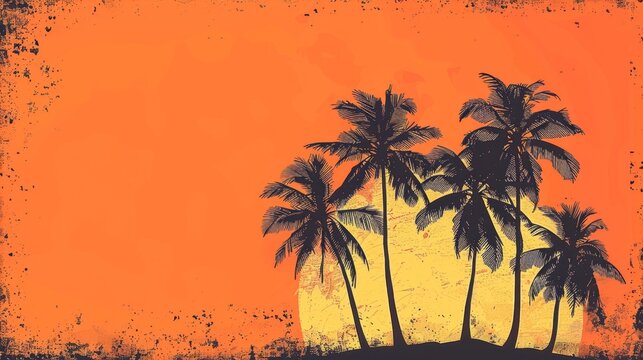 summer party invitation, playful coconut tree sketch on vibrant orange backdrop, ideal for a simple and stylish summer event invite