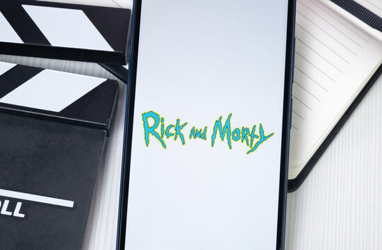 New York, USA - 30 June 2024: Rick and Morty Logo or Icon on Phone Screen