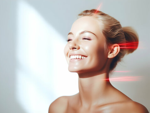 Laser Treatment, Laser epilation and cosmetology, ultrasound face treatment in medical spa center, Doctor doing laser face and hair removal treatment, skin care concept by using laser