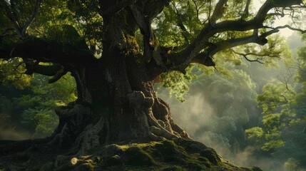 Fototapeta premium ancient and large trees generative ai