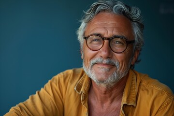 Obraz premium Satisfied Gray-Haired Retiree in Leisure Time