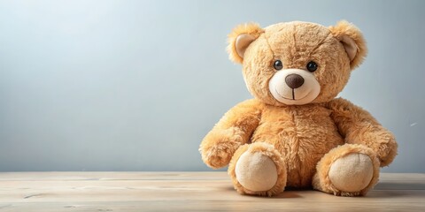 Obraz premium Soft and cuddly teddy bear plush toy, cute, stuffed animal, fluffy, adorable, children's toy, snuggly, plushie, plaything