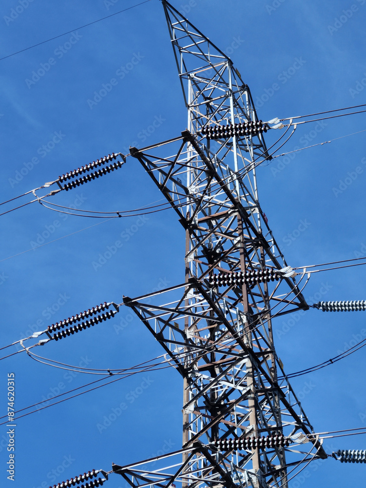 Sticker high voltage power lines in the sky