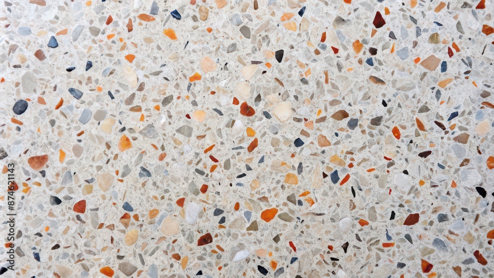 Sticker Terrazzo floor texture background with abstract design from a top view, terrazzo, floor, surface, abstract, background