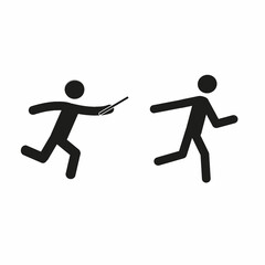 two people running, sports, relay race, pictographs of human figures