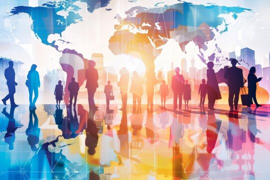 Illustration of a diverse global business network concept showcasing international diversity