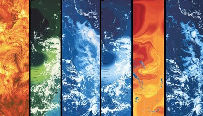 Satellite images tracking sea surface temperature changes for climate impact on marine ecosystems