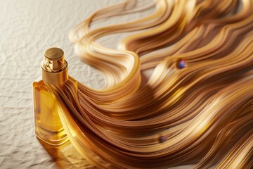 Naklejka premium Hair nourishment with shampoo, oil, and vitamin serum repairing damaged hair concept in 3d render