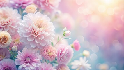 Fototapeta premium Soft focus pastel colored flower background image, pastel colors, soft focus, flowers, background, delicate, light, aesthetic